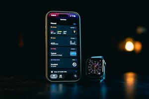 Smartphone displaying health and tracking data