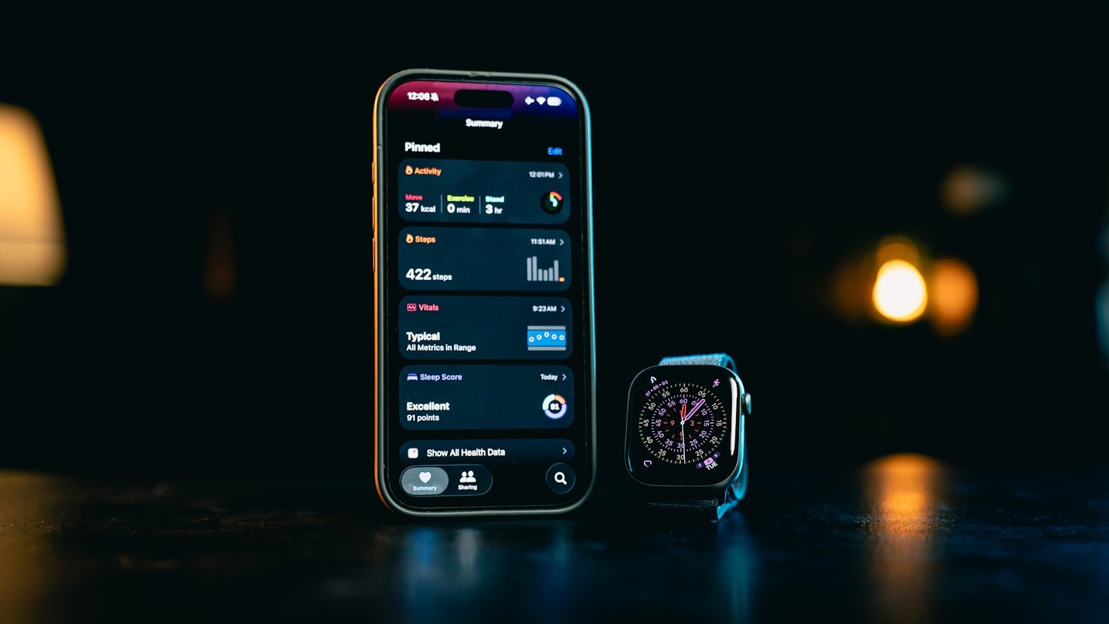 Smartphone displaying health and tracking data
