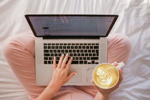 Cozy laptop and coffee scene
