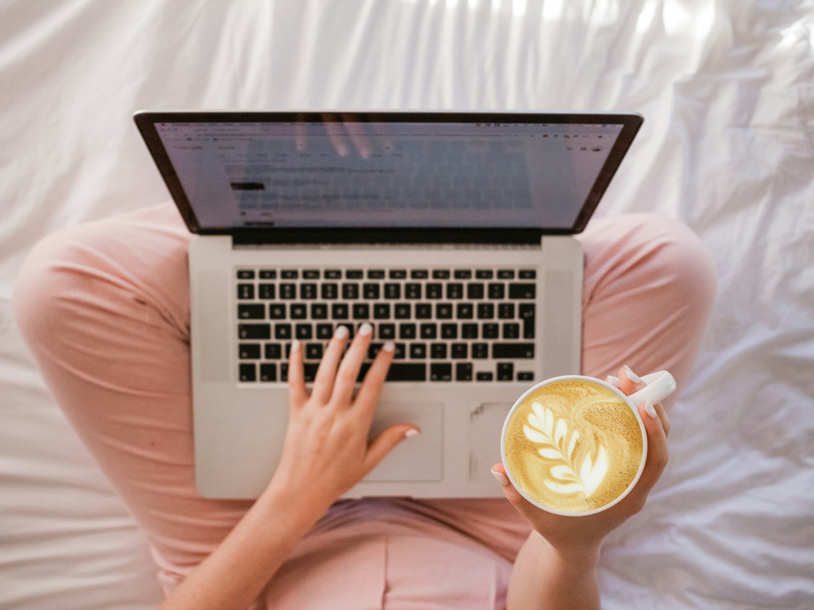 Cozy laptop and coffee scene